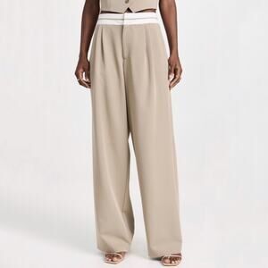 Wayf Tan High Waist Exposed Waistband Pants Sz M
